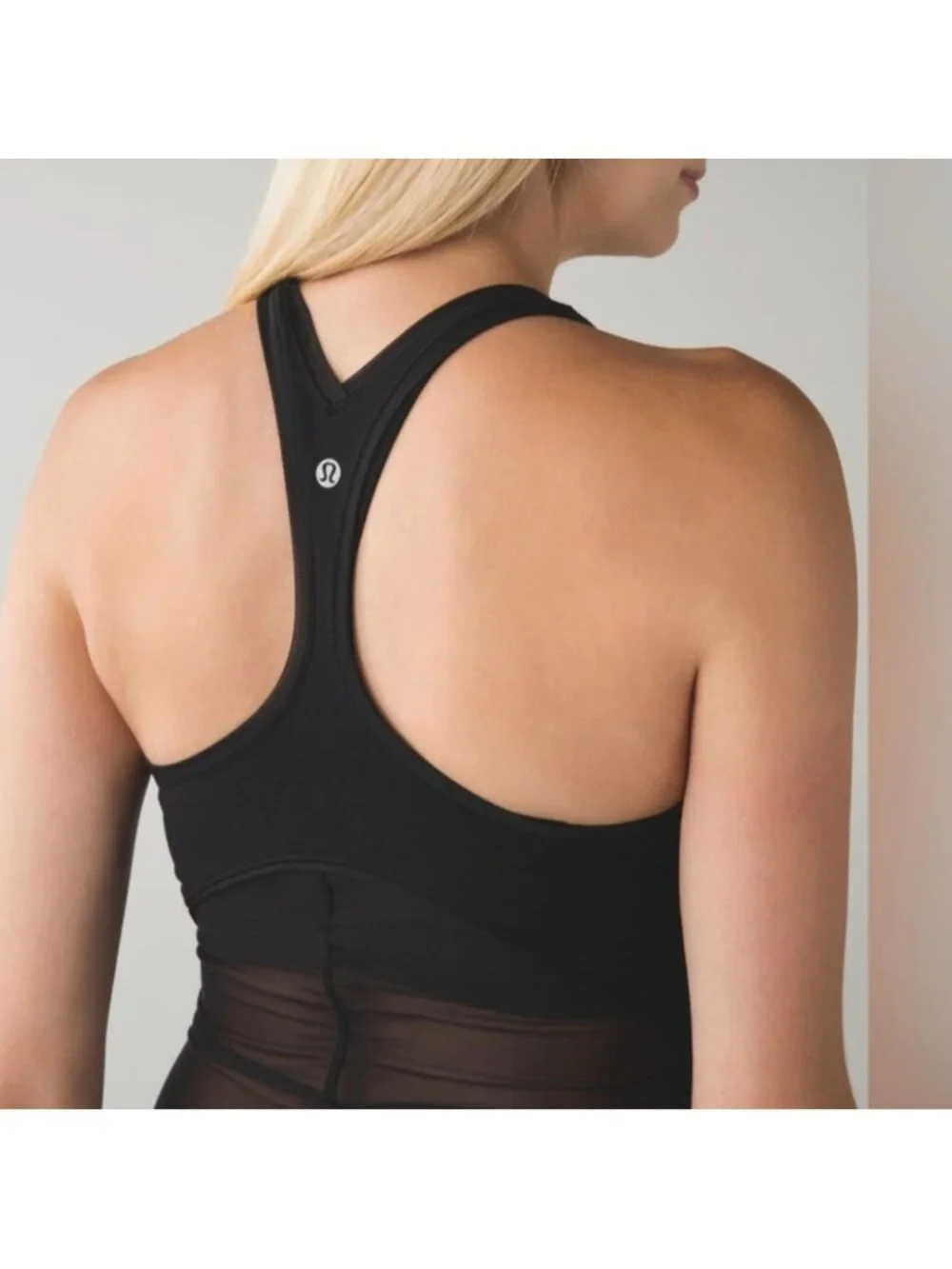 Lululemon Cool Racerback *Shine On Black mesh